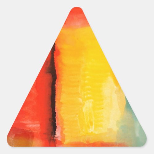 Modern Red Yellow Abstract Painting Triangle Sticker