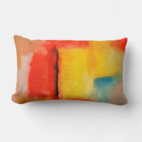 Modern Red Yellow Blue Colorful Abstract Painting Lumbar Pillow