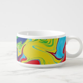 Modern Red Yellow Blue Flowing Colors Abstract Bowl