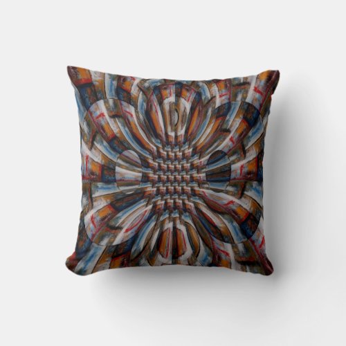 Modern Red Yellow Brown Blue Soft Color Abstract Throw Pillow