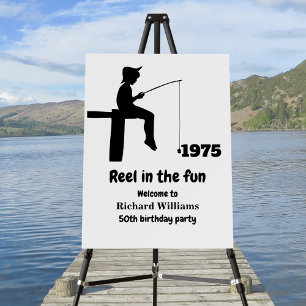 Modern Reel in the Fun Fisherman 50th Birthday Foam Board