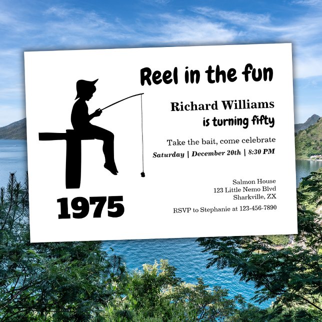 Modern Reel in the Fun Fisherman 50th Birthday Invitation (Creator Uploaded)