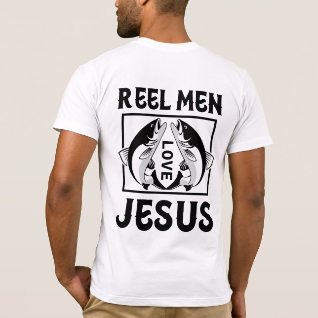 Modern 'Reel Men Love Jesus' T-Shirt Design  (Back)