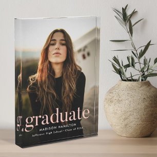 Modern Refined Blush Pink Graduation Photo Block