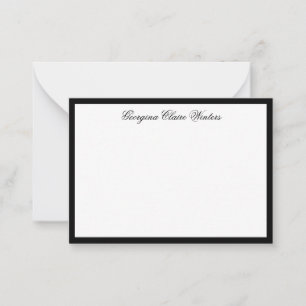Modern Refined Elegant Black Script Calligraphy Note Card