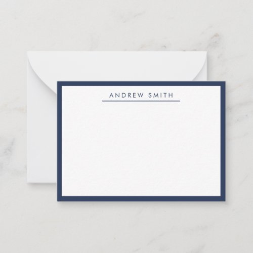 Modern Refined Navy Blue Line Classic Minimalist Note Card