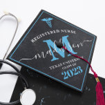 Modern Registered Nurse RN Medical Graduate Graduation Cap Topper<br><div class="desc">Modern Registered Nurse RN Medical Graduate Graduation Cap Topper This modern Graduation Cap Topper is the perfect way to showcase your hard-earned nursing degree. It features a sleek black background with a soft blue and white design. Its modern design exudes professionalism and is sure to make a bold statement on...</div>