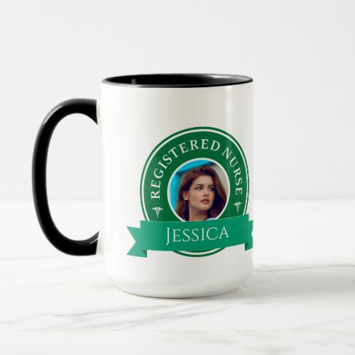 Modern Registered Nurse RN Personalized Badge Logo Mug