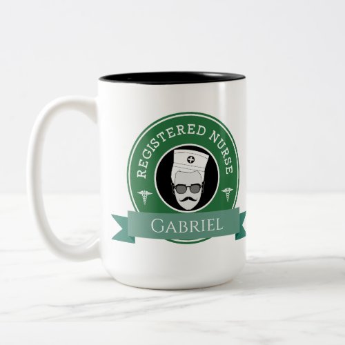 Modern Registered Nurse RN Personalized Badge Logo Two_Tone Coffee Mug