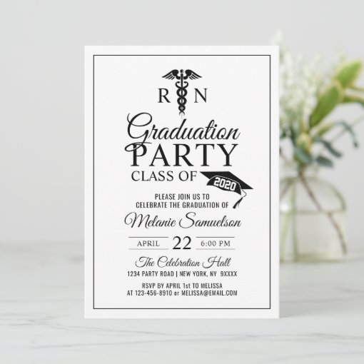 Modern Registered Nurse School RN GRADUATION Party Invitation | Zazzle