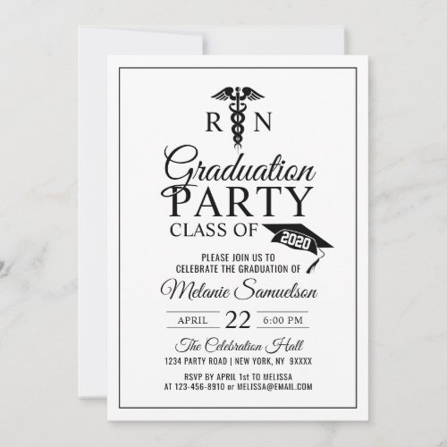 Modern Registered Nurse School RN GRADUATION Party Invitation