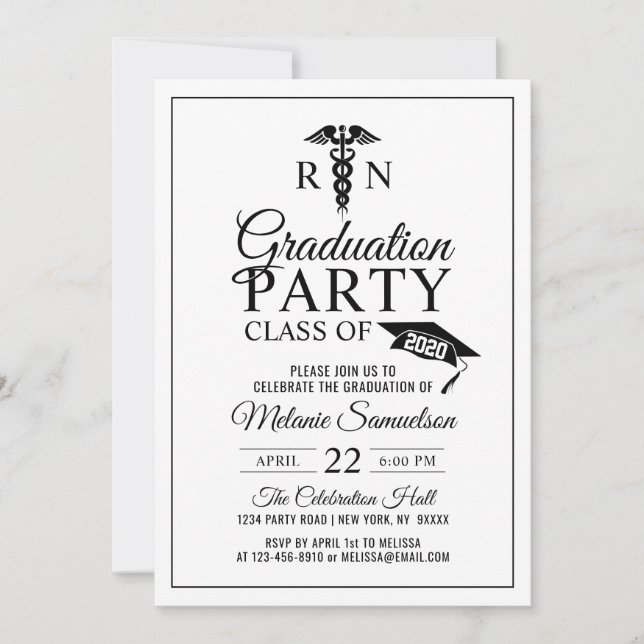 Modern Registered Nurse School RN GRADUATION Party Invitation (Front)