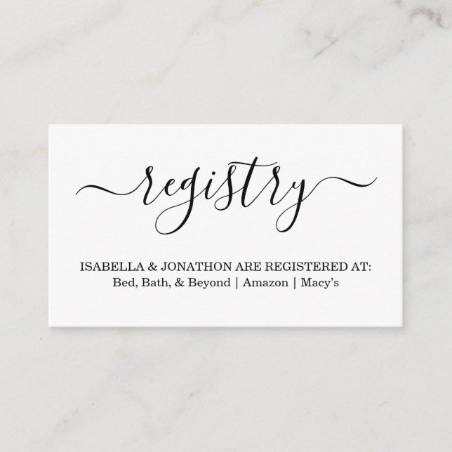 Modern Registry Insert / Enclosure for Invitation (Front)