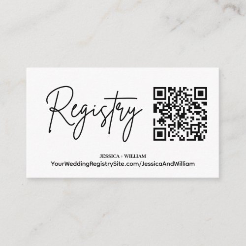 Modern Registry  Wedding Registry QR Code Enclosure Card