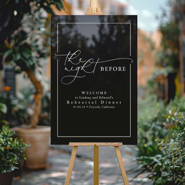 Modern Rehearsal Dinner Black Big Welcome Acrylic Sign (Black Modern Rehearsal Dinner Welcome Sign)