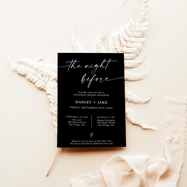 Modern Rehearsal Dinner Invite Black Night Before (Creator Uploaded)