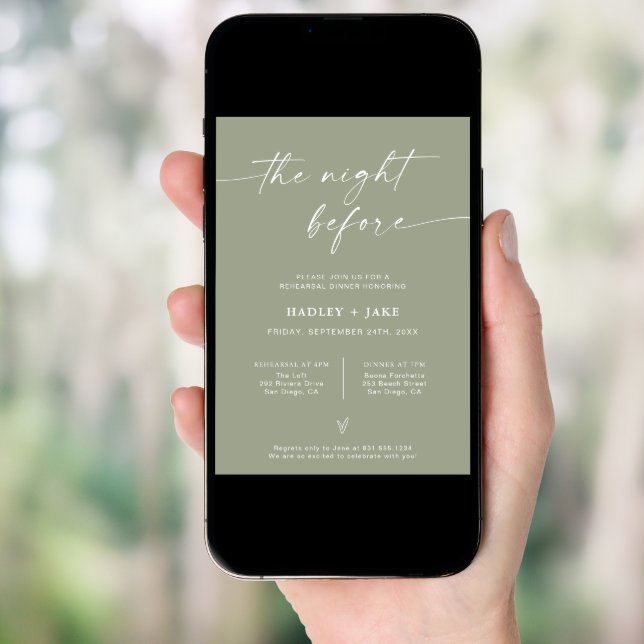Modern Rehearsal Dinner Invite | The Night Before (Front Digital)