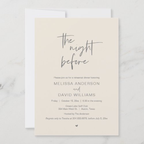 Modern Rehearsal Dinner Party The night before Invitation