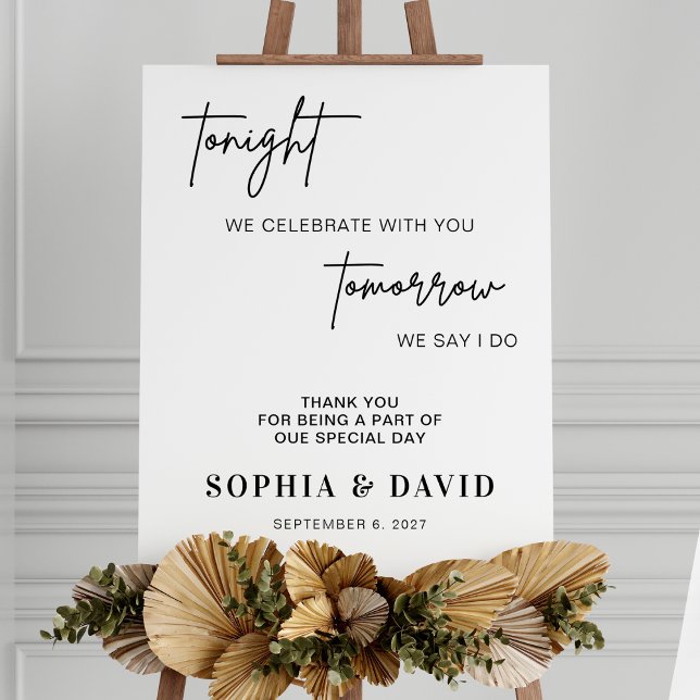 Modern Rehearsal Dinner Sign Tonight We Celebrate (Creator Uploaded)