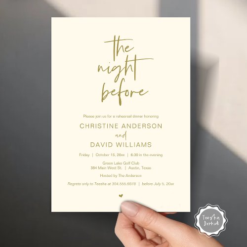 Modern Rehearsal Dinner The night before Invitati Invitation