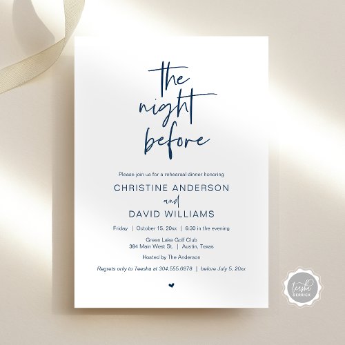 Modern Rehearsal Dinner The night before Invitati Invitation