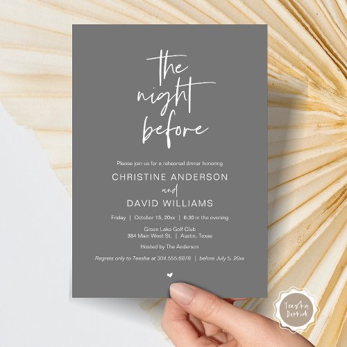 Modern Rehearsal Dinner The night before Invitati Invitation