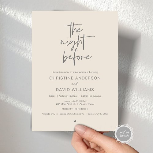 Modern Rehearsal Dinner The night before Invitati Invitation