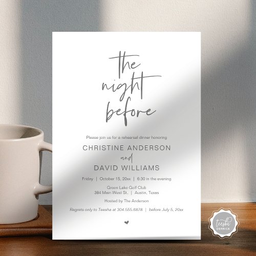 Modern Rehearsal Dinner The night before Invitati Invitation