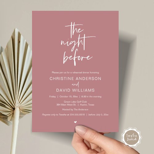 Modern Rehearsal Dinner The night before Invitati Invitation