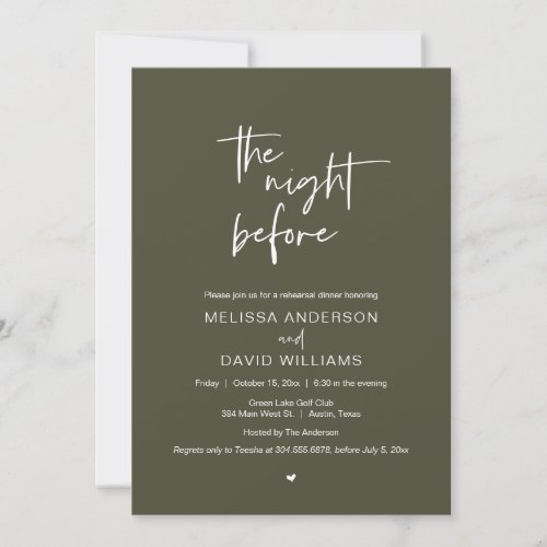 Modern Rehearsal Dinner The night before Invitation