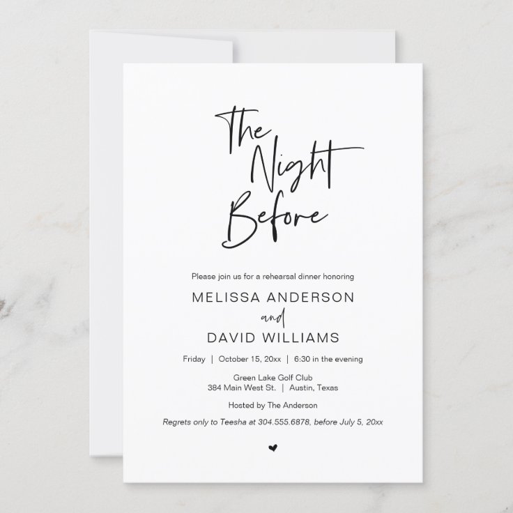 Modern Rehearsal Dinner The Night Before Invitation Zazzle