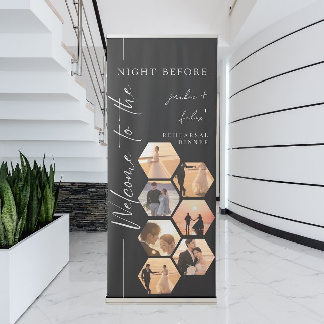 Modern Rehearsal Dinner Wedding Custom Photo Retractable Banner (Creator Uploaded)