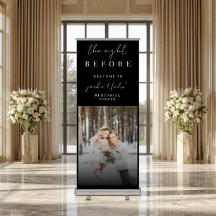 Modern Rehearsal Dinner Welcome Sign Stand Banner