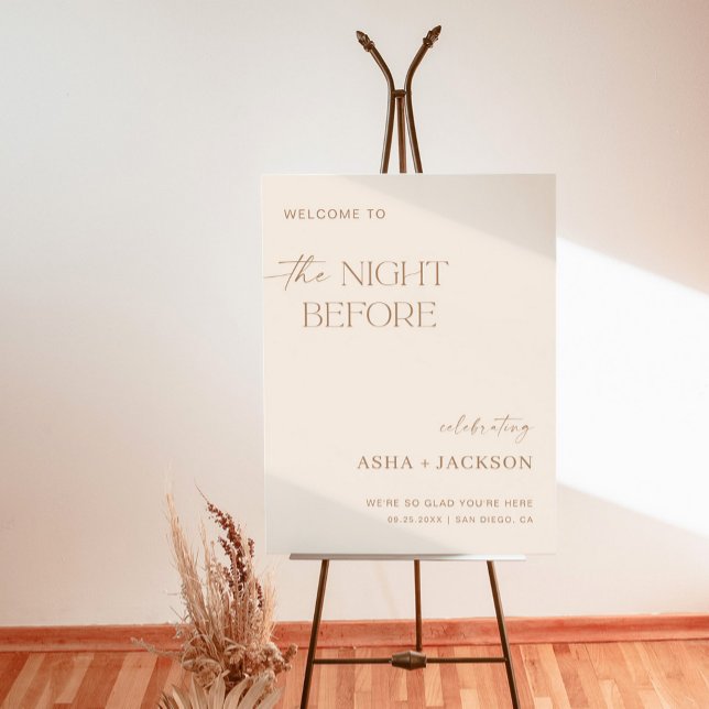 Modern Rehearsal Dinner Welcome Sign | Tan Beige (Creator Uploaded)