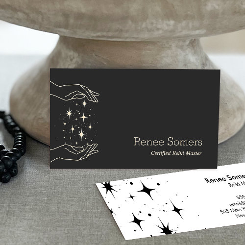 Modern Reiki Master Energy Massage Business Card