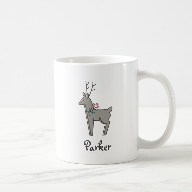 Modern Reindeer Christmas Personal Name Coffee Mug (Right)