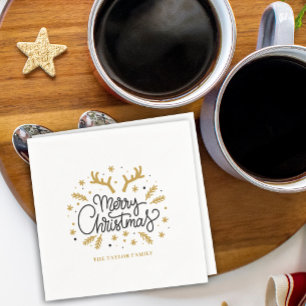 Modern Reindeer Merry Christmas Party Napkins