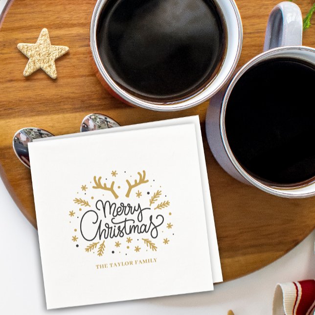 Modern Reindeer Merry Christmas Party Napkins (Modern Reindeer Merry Christmas Party Napkins)