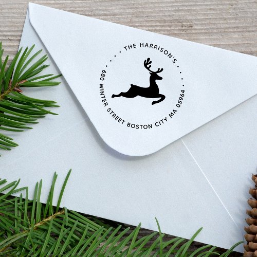 Modern Reindeer Return Address Rubber Stamp