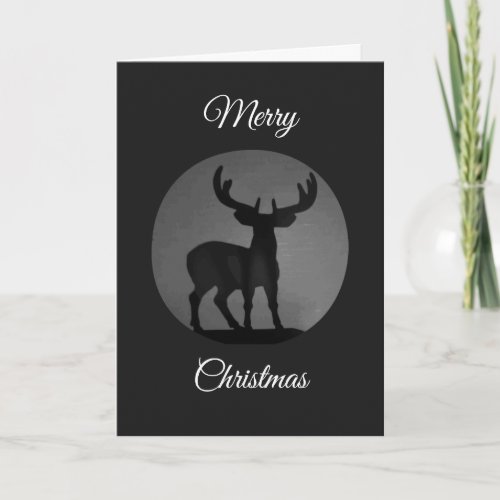 Modern Reindeer Silhouette Christmas Holiday Card