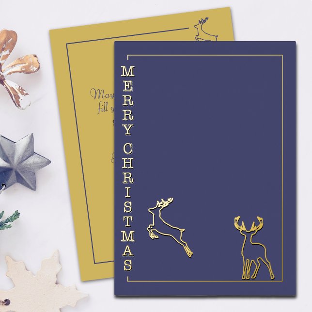Modern Reindeers - Minimalist Christmas Gold Foil Holiday Card (Creator Uploaded)