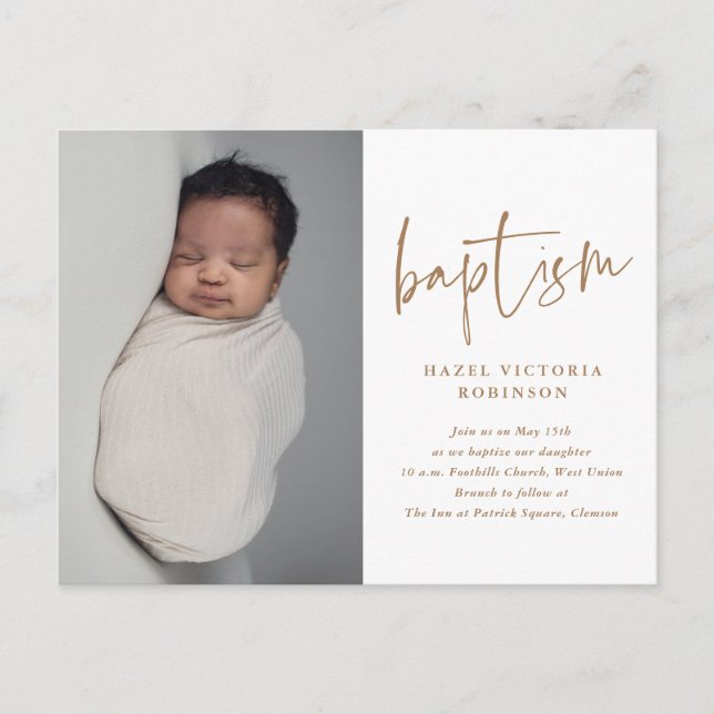 Modern Religious Baptism & Christening Invitation Postcard (Front)