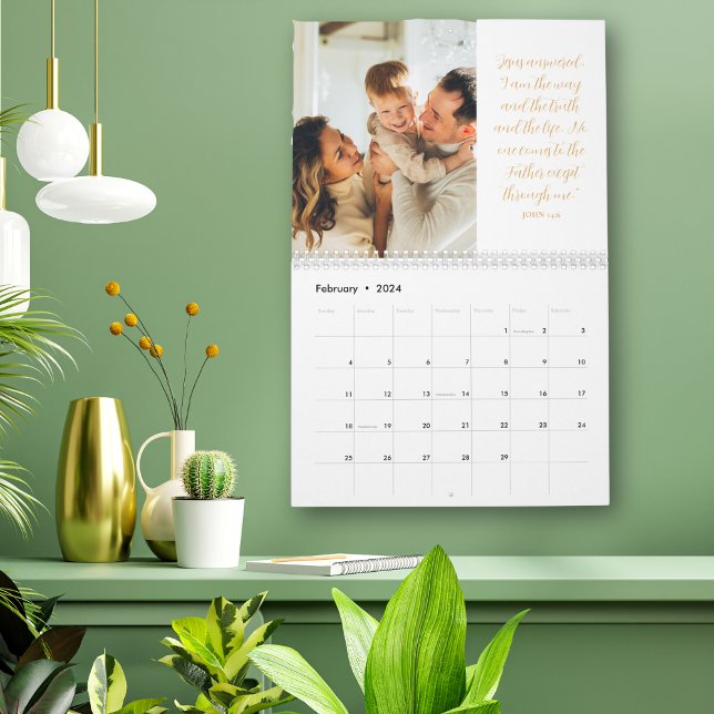 Modern Religious Bible Verse Christian Faith Based Calendar (Christian, faith-based calendar with Bible verses, family photos and modern, simple design.)