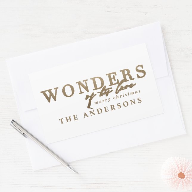 Modern religious chic gold multi photo Christmas Rectangular Sticker (Envelope)