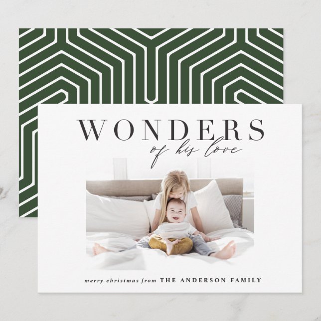 Modern religious chic multi photo christmas holiday card (Front/Back)