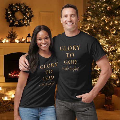 Modern Religious Christian Faith Based Gold Black T_Shirt
