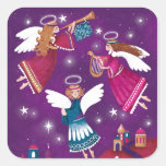 Modern Religious Chritmas, Three Angels Square Sticker at Zazzle