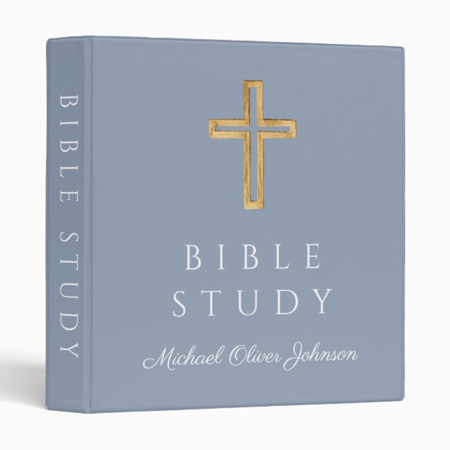 Modern Religious Cross Blue Bible Study 3 Ring Binder (Front/Spine)