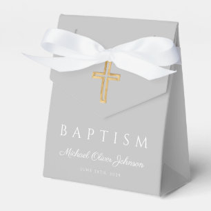 Modern Religious Cross Boy Baptism Favor Boxes