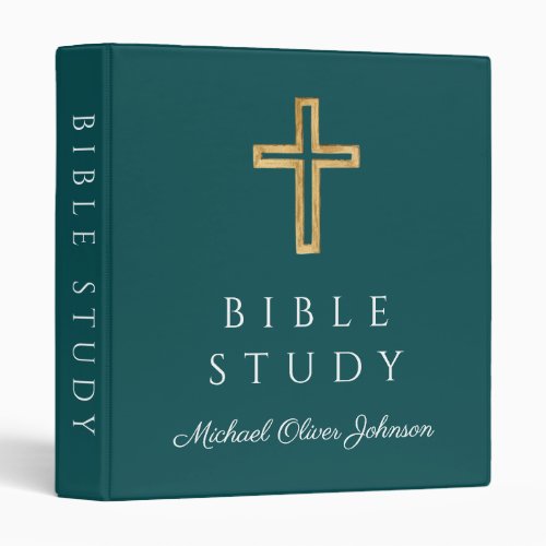 Modern Religious Cross Green Bible Study 3 Ring Binder